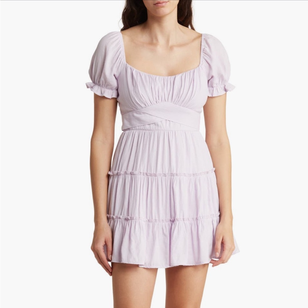 Row A puff sleeved tiered dress